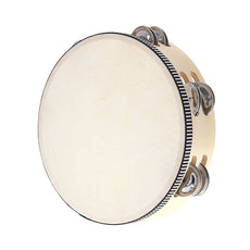 8" Double Row Tambourine Drum Bell Birch Metal Jingles Percussion Musical Educational Toy Instrument for KTV Party Kids Games