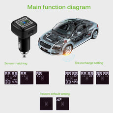 Wireless Car Tire Pressure Alarm Monitor System TPMS LCD Display