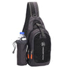 Sling Backpack Wear Resistant Waterproof Shoulder Chest Pack Crossbody Bag with Detachable Water Bottle Holder Pouch for Sport Bicycle Hiking Travel