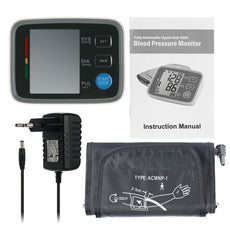 Full Automatic Digital Blood Pressure Monitor Pro Upper Arm Cuff Tonometer Hematomanometer Sphygmomanometer Pulsometros Heart Rate Monitor for Heart Blood W/ LCD Screen