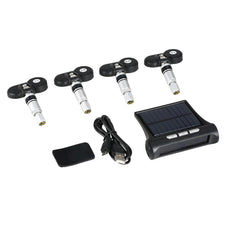 Wireless Solar Car TPMS Tire Pressure Monitoring System with 4 Internal Sensors Bar/PSI Unit