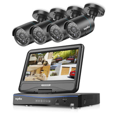 4CH 720P Indoor Outdoor Security Cameras System with 10.1 inch Monitor
