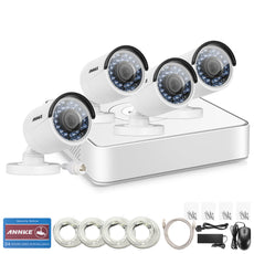 960P 4 Channel sPOE  Indoor Outdoor Night Vision Security Cameras System