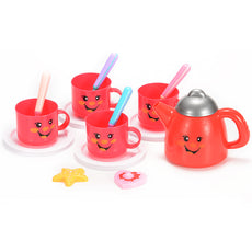Kids Play Tea Set Toy with Snacks for Children Tea Party Pretend Play Game with Cute Smiley Face Design (24 Pieces)