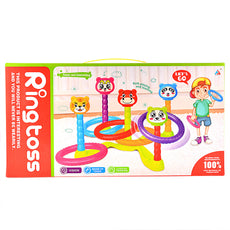 Plastic Cartoon Ring Toss Game Kids Family Quoit Game with 5 Rings
