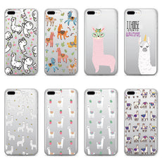 Llama Alpaca Soft Clear iPhone 5 5S SE 6 6S 6Plus 7 7Plus 8 8Plus X Phone Cover Case