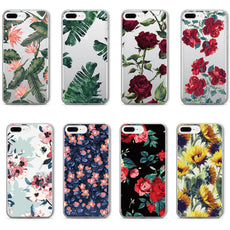 Vintage Floral Soft Clear iPhone 5 5S SE 6 6S 6Plus 7 7Plus 8 8Plus X Phone Cover Case