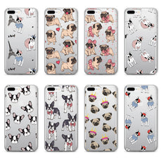 Pug Bunny French  Bulldog Soft Clear iPhone 5 5S SE 6 6S 6Plus 7 7Plus 8 8Plus X Phone Cover Case