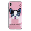 Boston Terrier Dog Protection Shell Soft TPU Frame Back Cover Tempered Glass Cellphone Case for IPhone 6/6S IPhone 6/6Splus IPhone 7/8 IPhone 7/8plus IPhone X