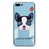 Boston Terrier Dog Protection Shell Soft TPU Frame Back Cover Tempered Glass Cellphone Case for IPhone 6/6S IPhone 6/6Splus IPhone 7/8 IPhone 7/8plus IPhone X