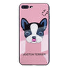 Boston Terrier Dog Protection Shell Soft TPU Frame Back Cover Tempered Glass Cellphone Case for IPhone 6/6S IPhone 6/6Splus IPhone 7/8 IPhone 7/8plus IPhone X