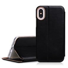iphone X Case, FYY 100% Handmade Genuine Leather Wallet Case with Card Slot and Kickstand Function for iphone X