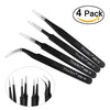 TINKSKY 4pcs Professional Anti-Static Stainless Steel Tweezers Maintenance Tools Kit Set